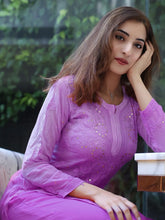 Lavender Frost Ombré Chikankari Kurta